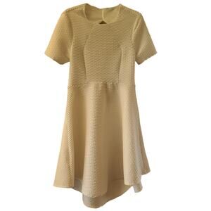 ASOS Maternity White Textured Short Sleeve Cut Out A-Line Fit & Flare Dress Sz 4